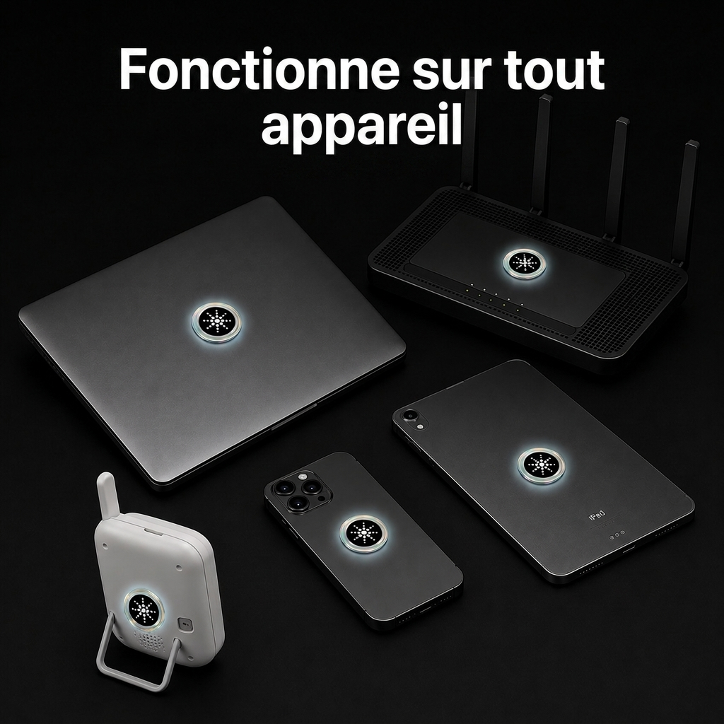 OndeShield™ — Puce de Protection Anti-Ondes EMF